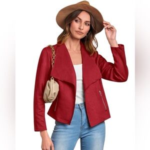 Pretty Garden Faux Suede open front Cardigan